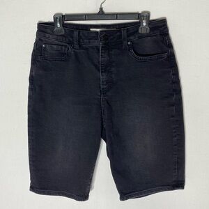 Denver Hayes High Rise Bermuda Black Denim Jean Shorts 12